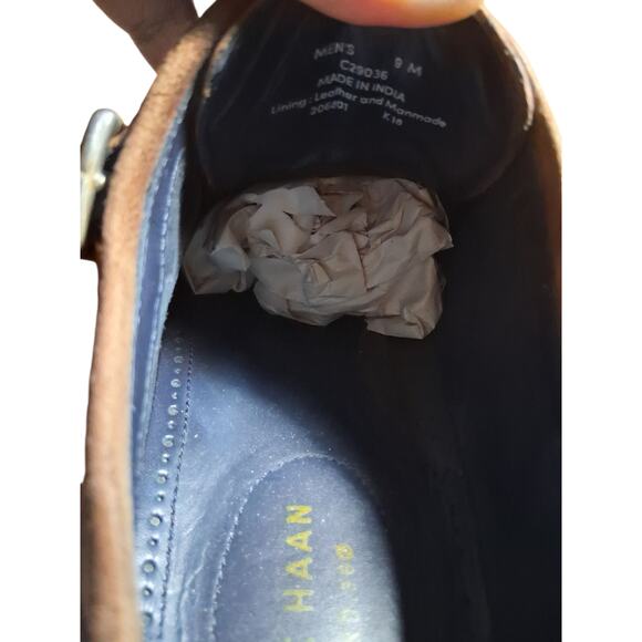 COLE HAAN Double Monk Strap Mens size 9M Grand Brown Cap-Toe Casual Career Shoes - Picture 10 of 15